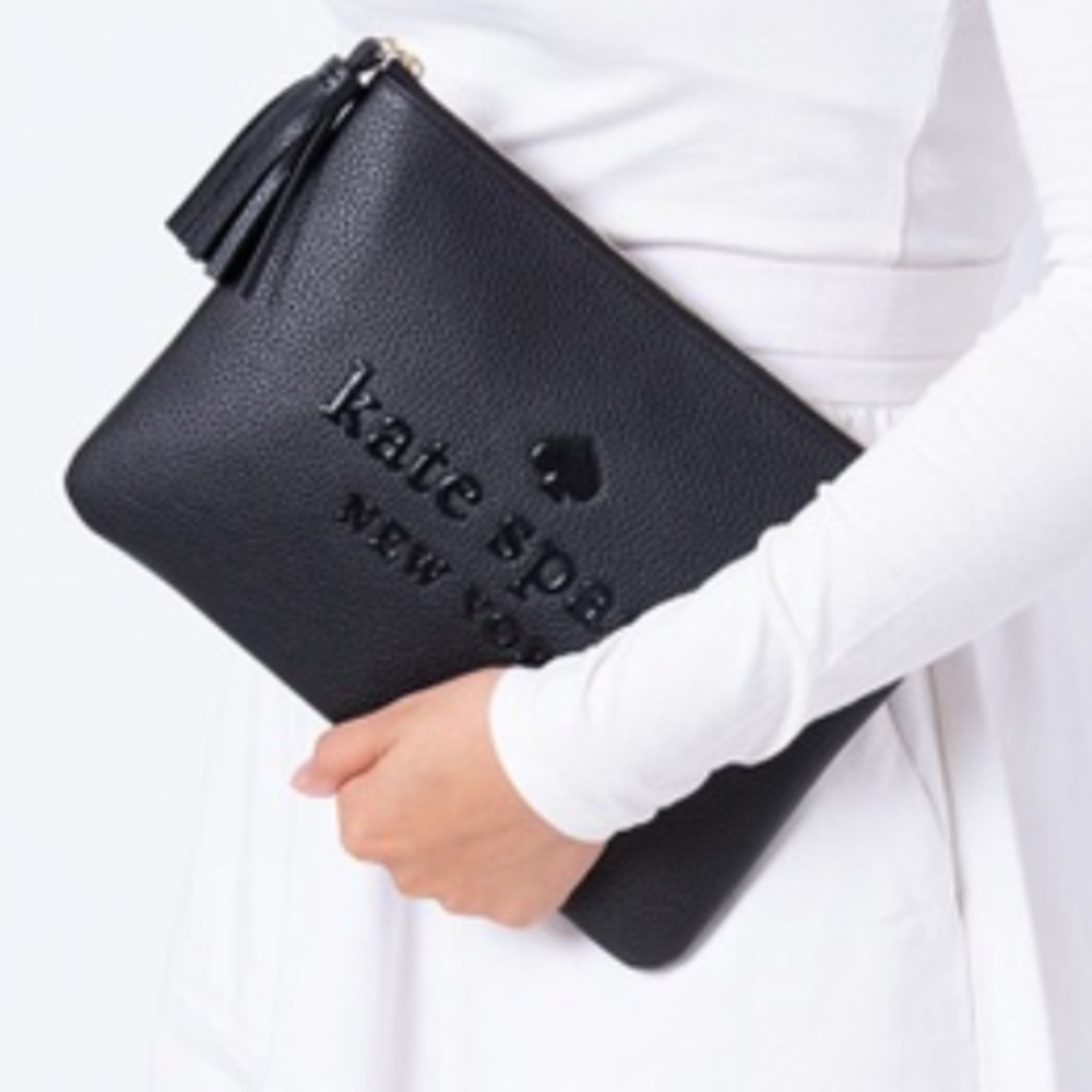 Kate Spade Sienne Large Logo Tassel Pouch Black